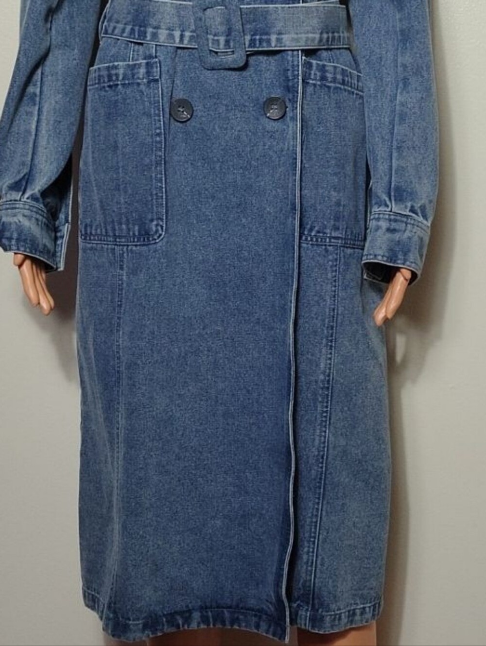 Anthropologie Avec Les Filles Denim Trench Coat Belted Double Breasted. Size M - Picture 5 of 16